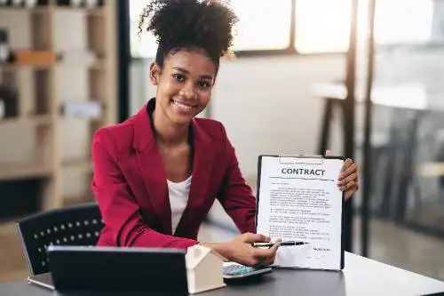 lawyer showing a contract